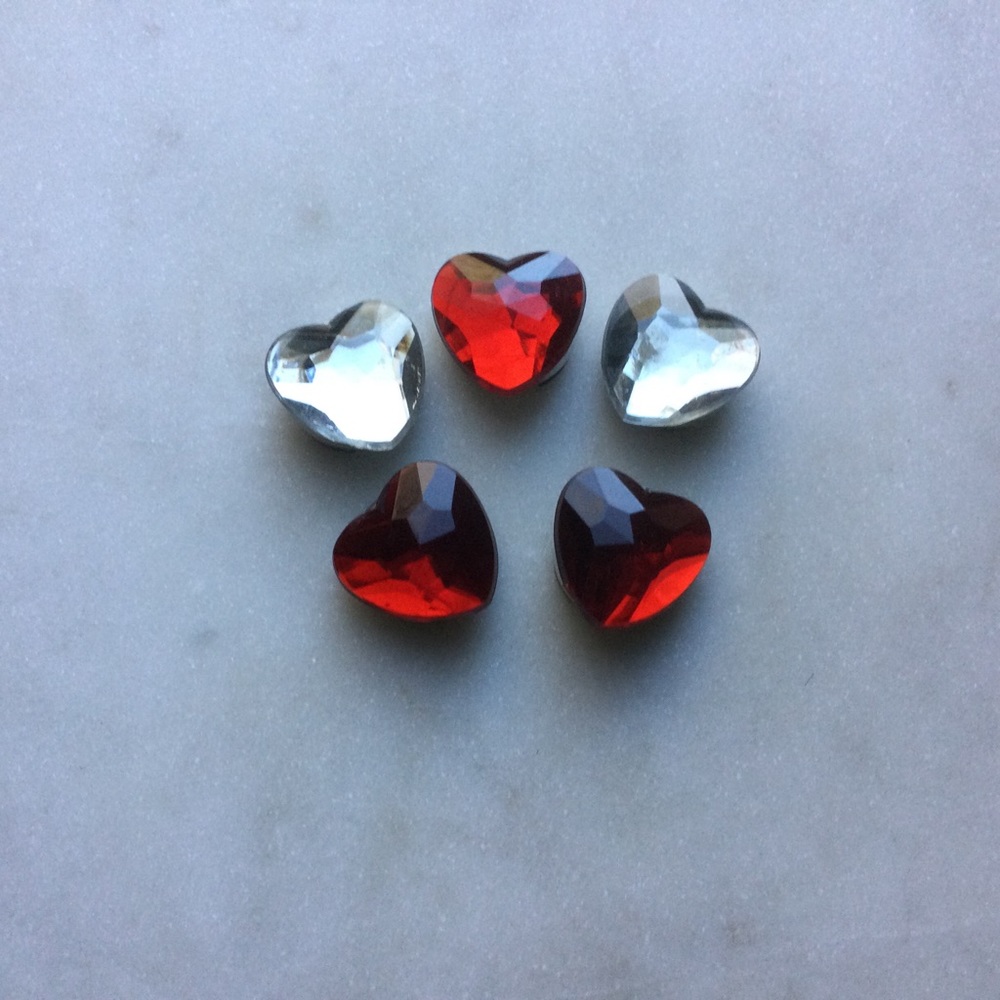 Sparkly Heart Button Covers Set of 5